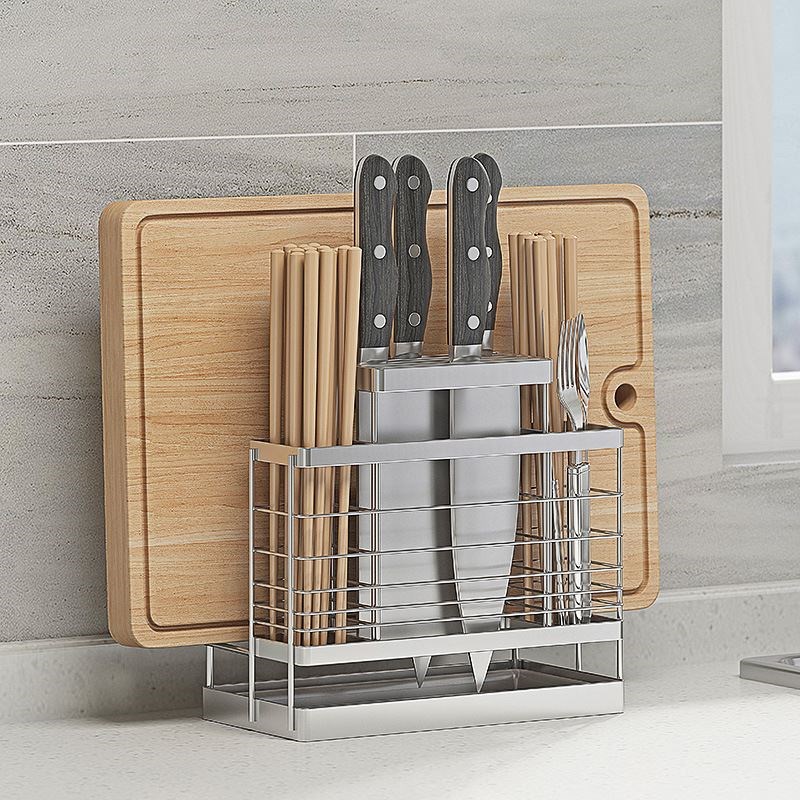 304不锈钢刀架厨房置物架菜板筷子砧板一N体收纳架子壁挂式免打孔