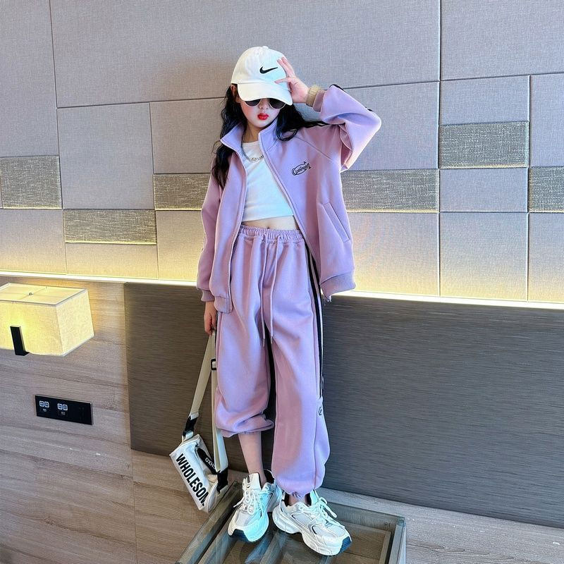 女童套装春秋装2026新款韩版休闲棉质运动童装女中大童春装两件套