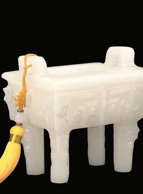 天然玉石鼎一言九鼎商务礼品摆件办公桌精品家居玄关老板桌面摆设