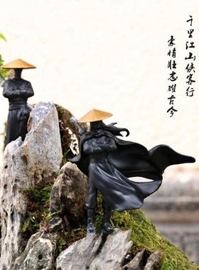 江湖故人古风侠客小人物模型假山水陆缸创意微景观盆景造景小摆件