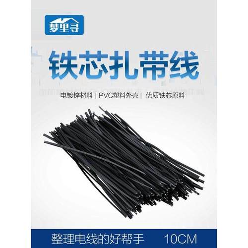 电镀锌铁丝扎线 扎丝扎带铁线电线 包塑扎丝 铁芯扎带1000根10CM