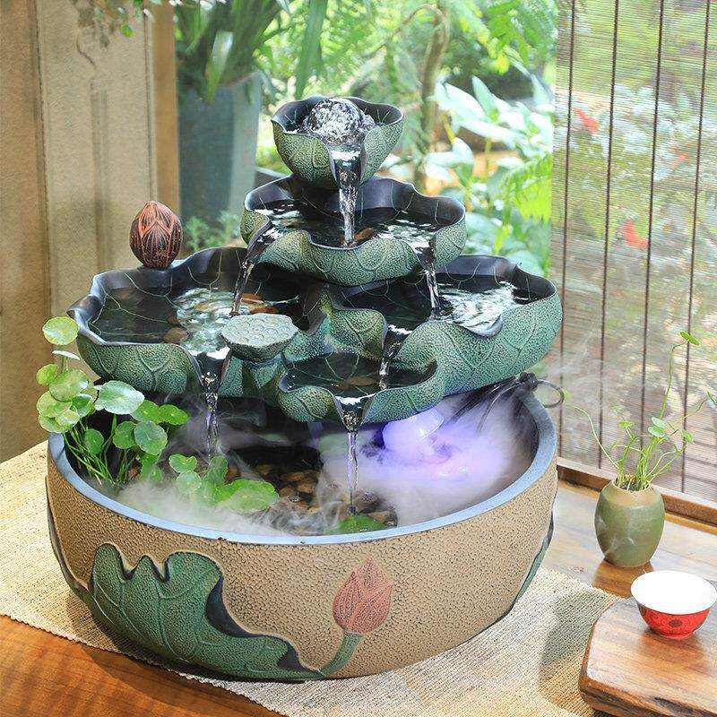 创意喷泉流水摆件 中式风水轮摆饰 招财开运水景摆件 客厅桌厂家