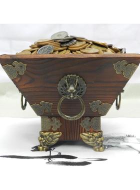 老式覆古实木斗升日进斗金摆件创意客厅装饰店铺摆设开 张开 业礼