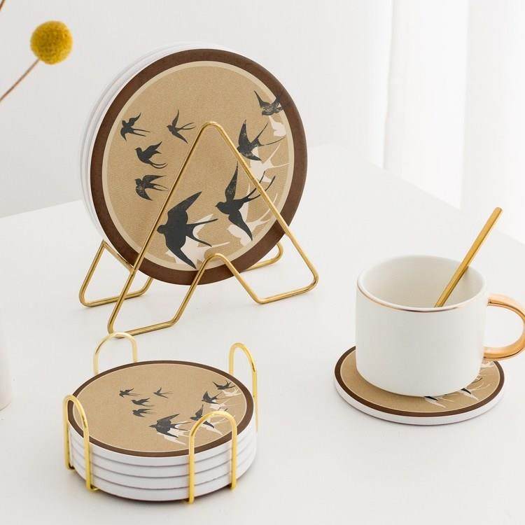 中古风复古 陶瓷隔热防烫餐桌防水锅垫北欧复古圆形水杯垫防滑垫,餐饮具,餐垫,淘宝优惠券,粉丝福利购,淘宝优惠卷