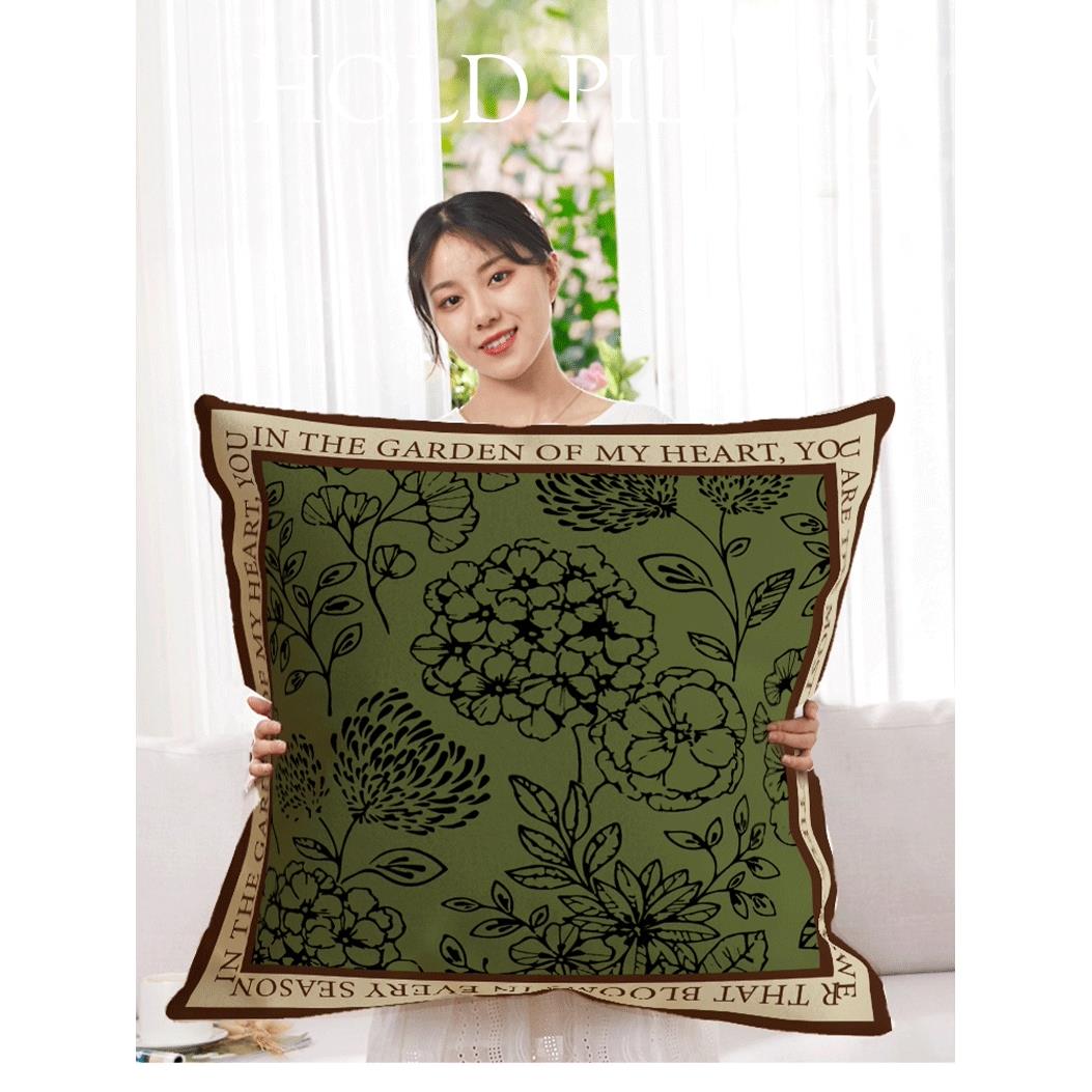 美式超大号抱枕沙发客厅靠垫田园风靠枕套床头靠背绿色轻奢高级感