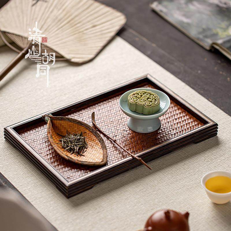 复古禅意竹制茶点托盘竹编席面奉茶盘长方形小号茶台茶具收纳盘子,餐饮具,果盆/果盘/果篮,淘宝优惠券,粉丝福利购,淘宝优惠卷