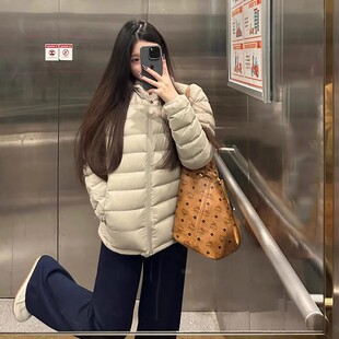 排骨轻薄羽绒服女冬季2024新款女款秋冬薄款短款内胆修身连帽外套