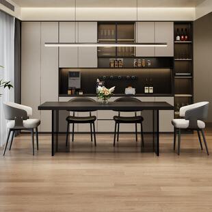岩板餐桌长方形家用小户型吃饭桌子西餐桌2025新款实木餐桌椅组合