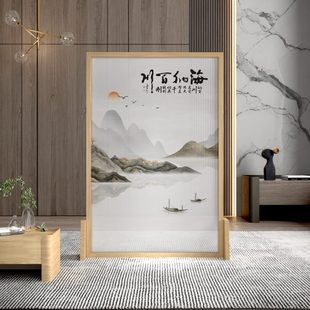屏风烤漆隔断客厅简约意境玄关榫卯卧室遮挡家用移动座屏 实木中式