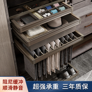 衣柜拉篮抽拉式 架多功能滑轨五金 衣柜内置首饰盒皮革衣帽间伸缩裤