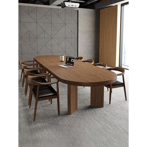 实木会议桌长桌椭圆形接待洽谈长条桌工作台办公桌电脑桌椅组合