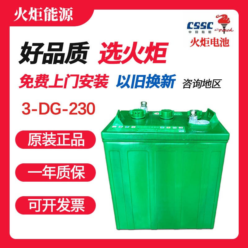 火炬电池3-DG-230电动观光车巡逻车蓄电池6V260Ah游船大容量电瓶