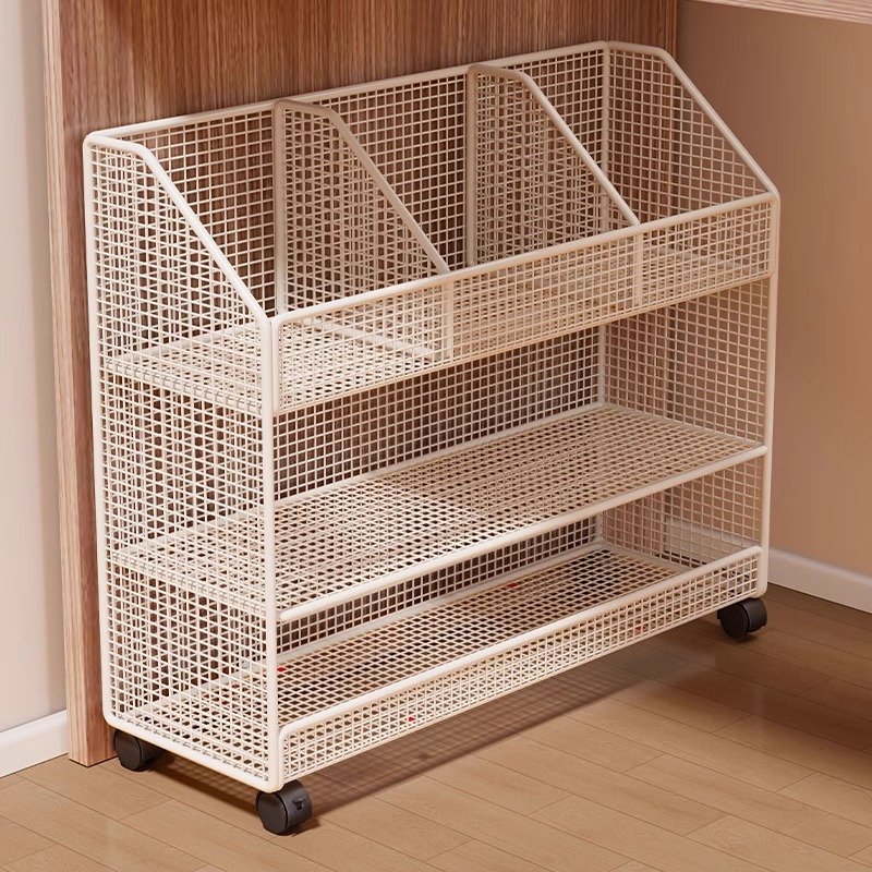 桌下书架落地置物架多层可移动带轮小推车办公室桌下桌旁整理架子