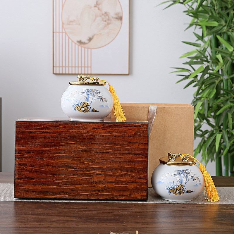 高档烤漆木盒礼品盒空盒陶瓷茶叶罐防潮密封绿茶红茶安吉白茶包装