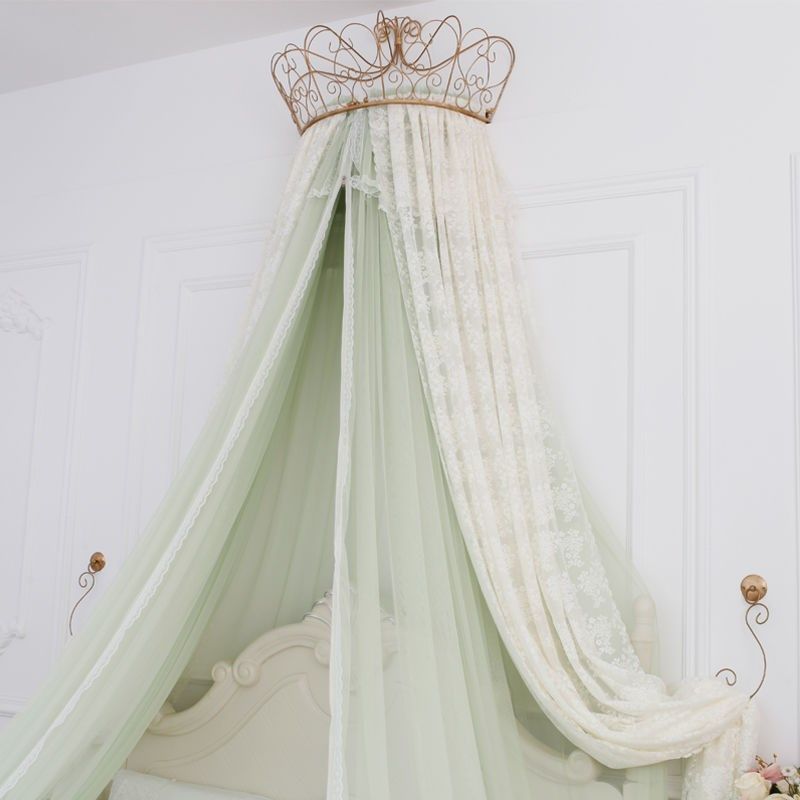 蚊帐床幔清新纱帘民宿纱帘拍照氛围纱幔绿色纱公主风双人床头布艺