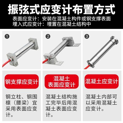 振弦式表面应变计钢支撑应变计混凝土表面应变计有线埋入式应变计