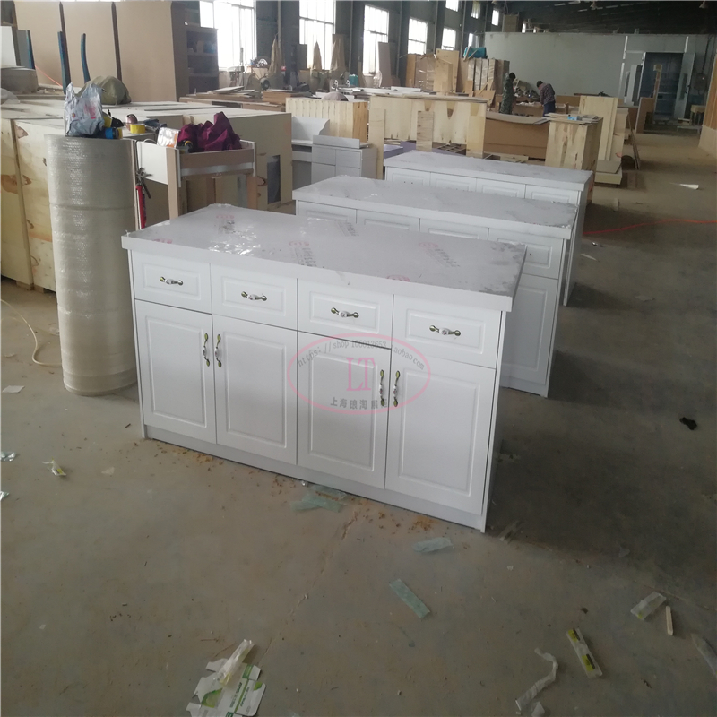 欧式烤漆面包店货架中岛柜烘焙工作台蛋糕房操作台带人造石台面