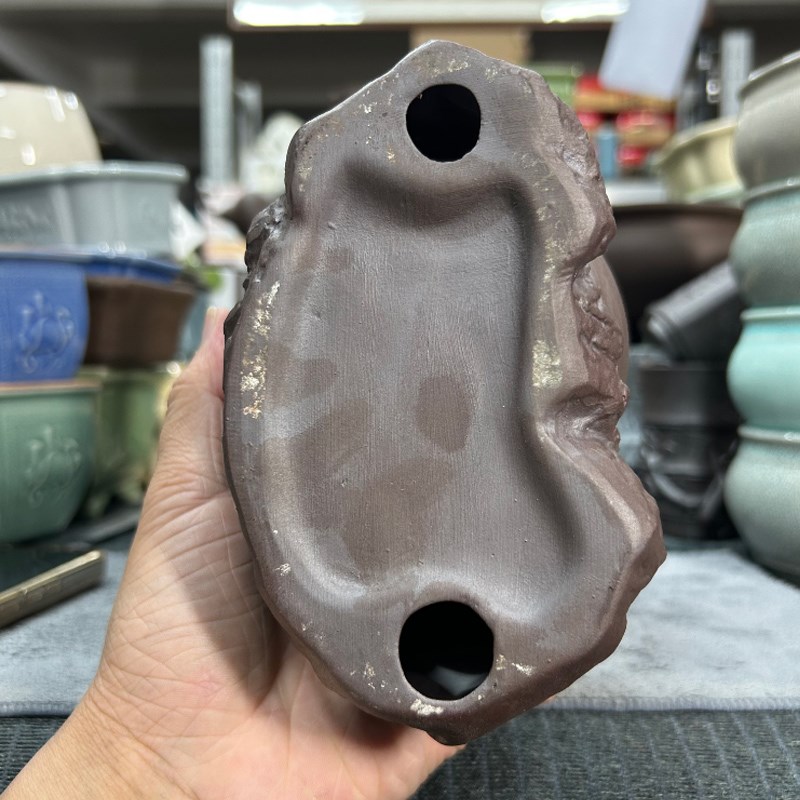 紫砂花盆陶瓷老桩盆异形盆创意手工葫芦盆绿植悬崖盆景盆21*16cm