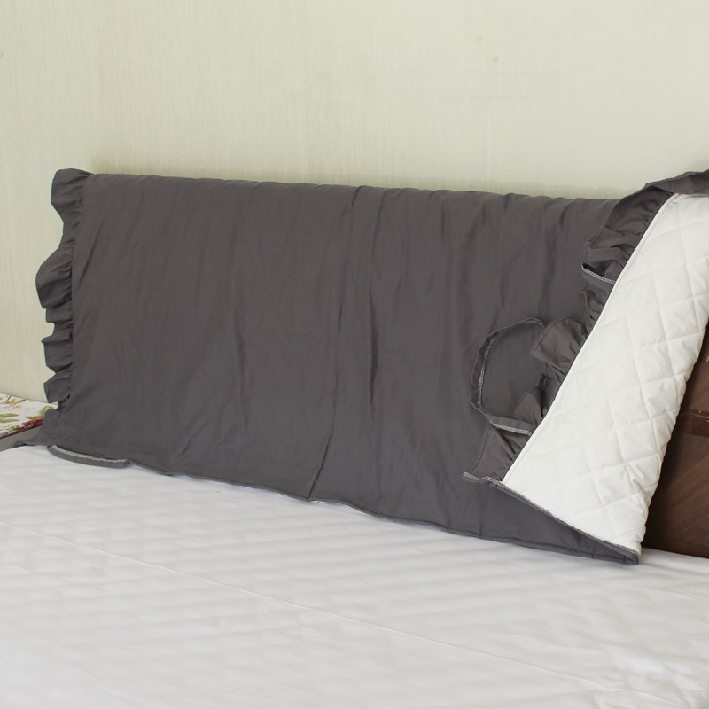 荷叶边床头罩全棉布n艺灰色床头套防尘罩软包欧式实木弧形简约现
