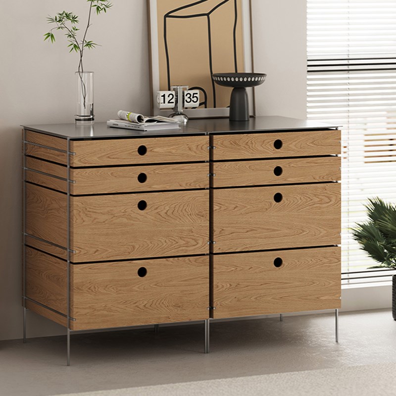 中古海洋板桦木四斗柜餐边柜小户型沙发J边柜卧室不锈钢收纳储物