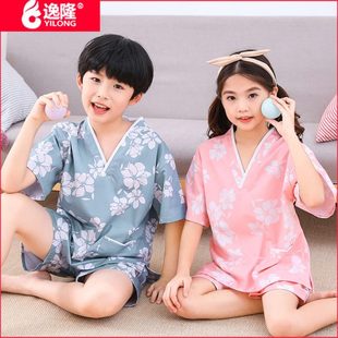 服小孩0汗蒸服纯棉卡通%睡衣服儿童女童10浴 桑拿男童家居服亲子装