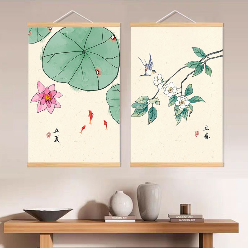24二十四节气挂画办公室书房客厅装饰画新中式茶室沙发背景墙挂轴图片