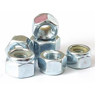 碳钢六角防松滑尼龙螺丝帽m3456810镀锌加厚自锁紧止退螺母DIN982