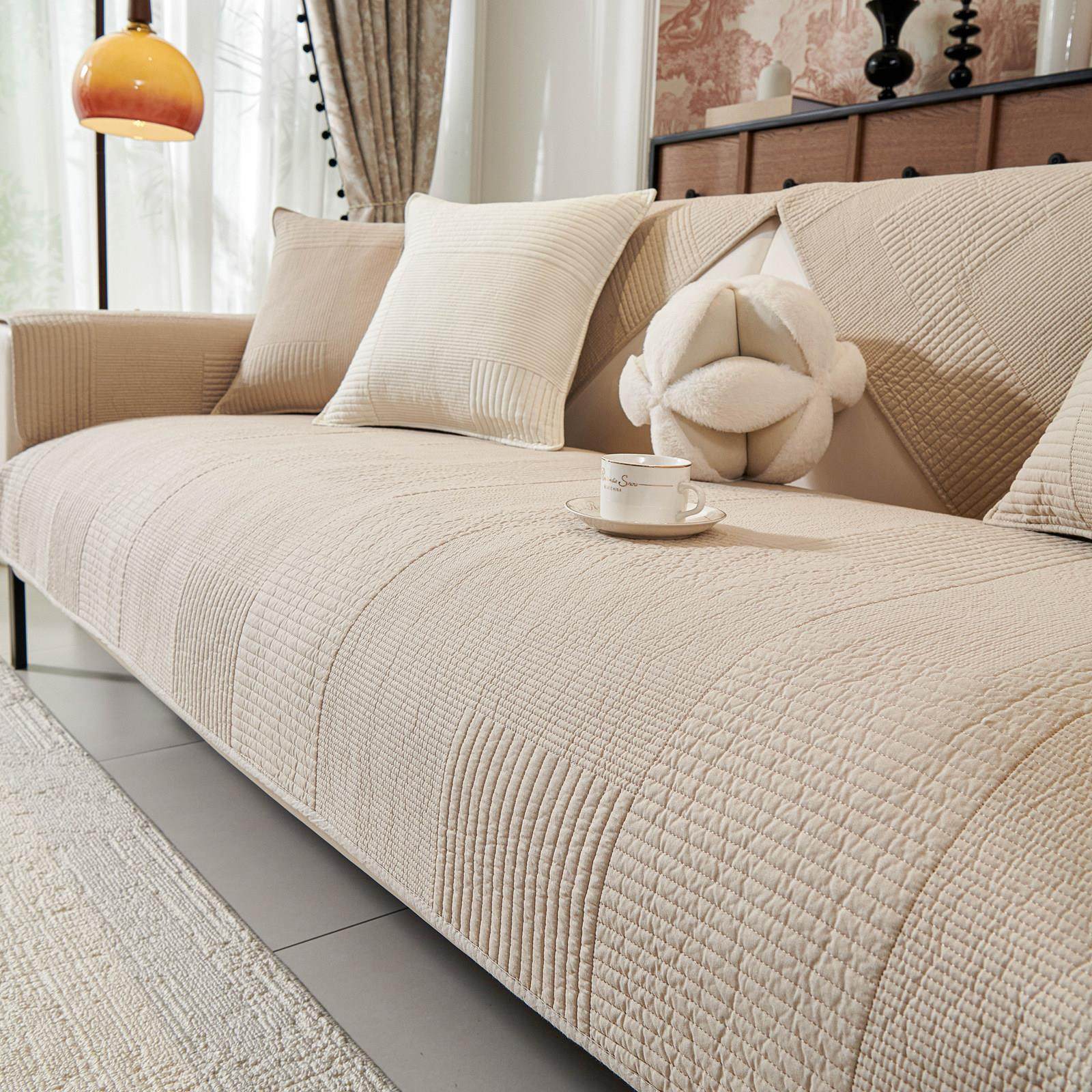 绗缝水洗全棉沙发垫四季通用布艺防滑北欧沙发套罩直排沙发坐垫子,居家布艺,沙发垫,淘宝优惠券,粉丝福利购,淘宝优惠卷