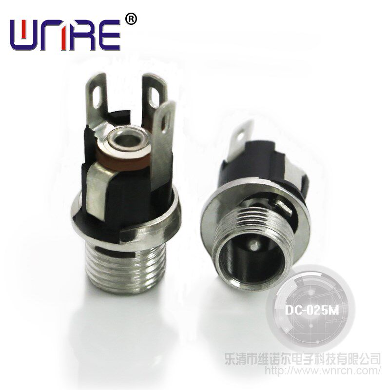 DC电源插座DC-025M开关插头dc母座jack 5.5*2.1mm 2.5接口带螺纹图片