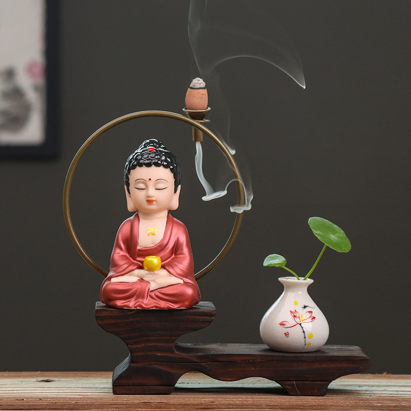 创意精品陶瓷如来佛像人物摆件禅意倒流香炉中式客厅玄关家居饰品