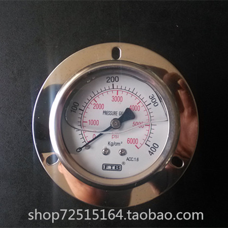 EPS泡沫成型机耐震压力表FTB充油液压表0-400kg螺纹1/4PT轴向带边