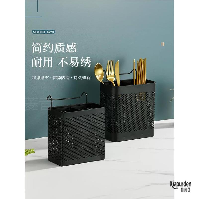 加厚密孔不锈钢筷子笼方形悬挂筷子筒挂钩式筷子盒可消毒筷子筒勺图片