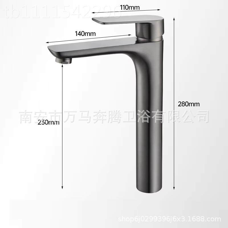 枪灰台盆水龙头冷黄TW-2064盆铜款加高面盆洗脸高热脚卫生间洗手