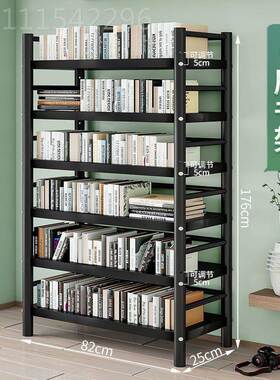 新款.钢制书YFB生黑架落地多层放厚书大容量结实学书柜色置