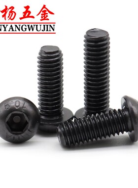 M6M8M10黑色圆头螺栓10.9级蘑菇头内六角螺丝*x16x20x25x30x40x50