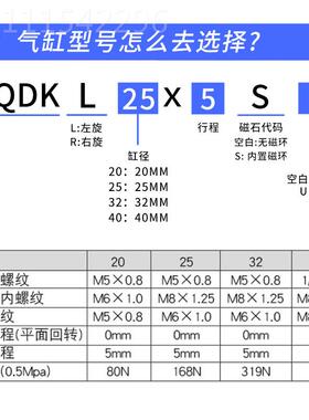 DQK平面型0度穿型回NHR转夹紧下压0转角90度气缸BD板K2/25/32/40-
