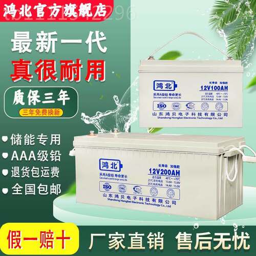 鸿北太功阳胶超GFP体蓄电池1能2V足量电瓶ups大容量大率家庭光伏