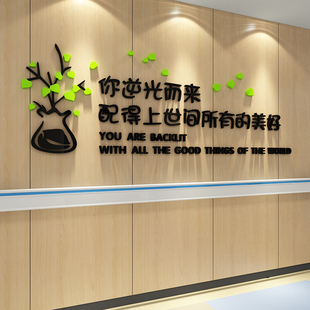 护士站工作台导值班室医院面纸科室办公背景墙装饰d立体