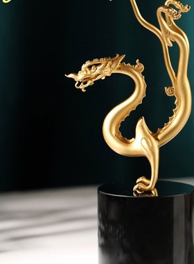 陕历博文创铜龙镀金工艺品办公桌面饰品礼盒装商务礼品