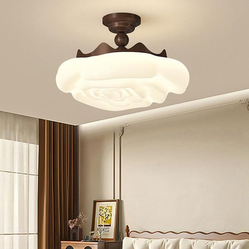 卧室吸顶灯设计师创意玫瑰花半吸吊灯中古风感大气主卧房间灯