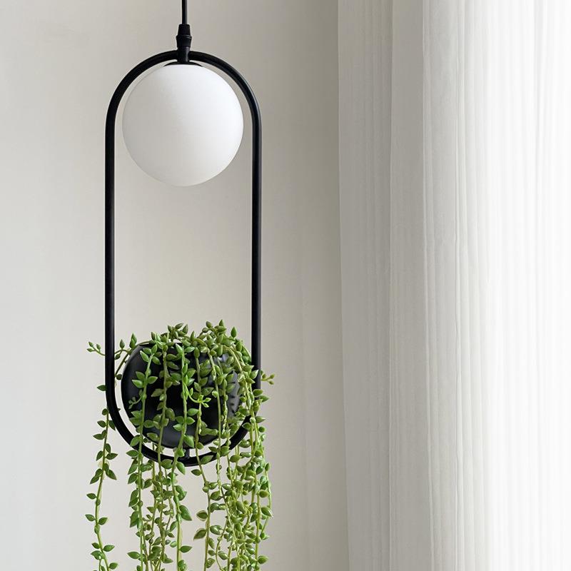 个性创意现代简约餐厅酒吧服装店吧台灯阳台背景装饰圆球植物吊灯