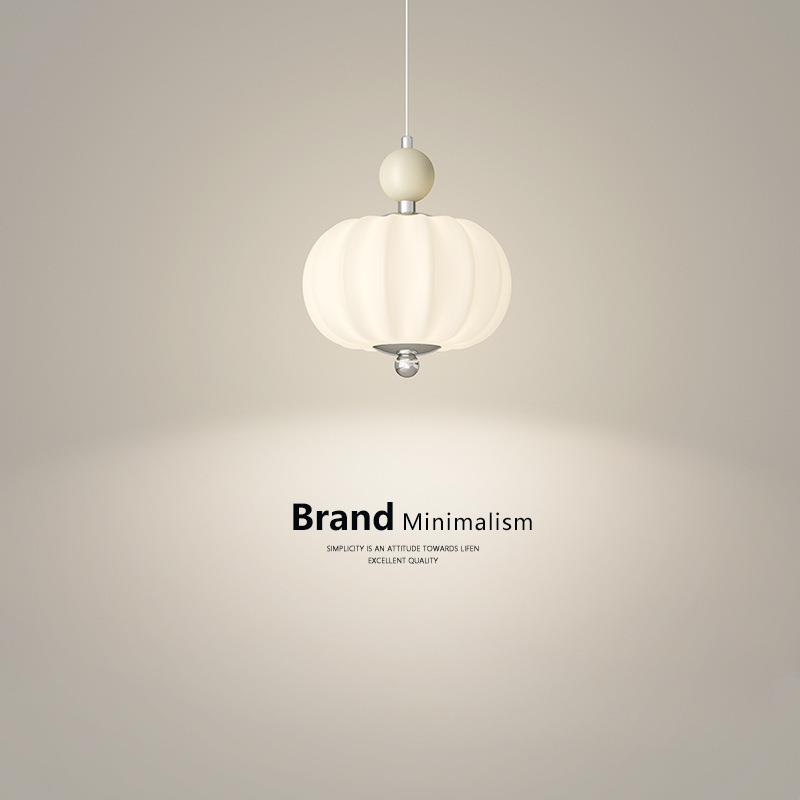 奶油风南瓜卧室床头吊灯儿童房单头小吊灯侘寂风简约创意餐厅吊灯