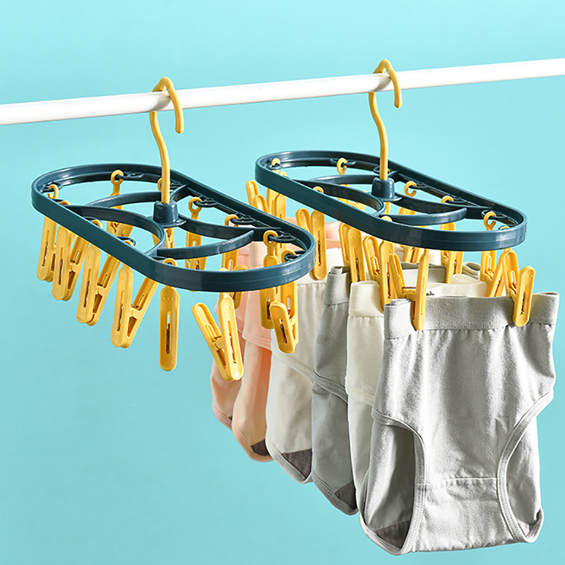 多功能宿舍衣架家用挂衣学生晾衣架防风多夹子晒衣架袜子内衣架子