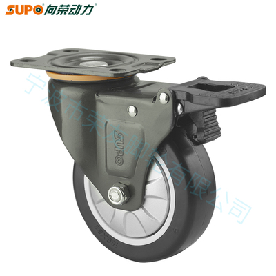 SUPO向荣脚轮2.5寸3寸4寸5寸聚氨酯PU万向五金边刹车轮防缠静音轮