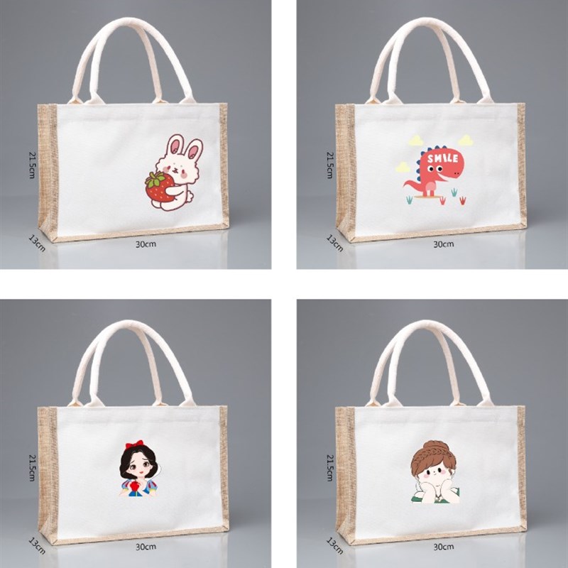 上班族卡通帆布饭兜手提袋大容量带饭可爱简约女生袋子饭盒手提包