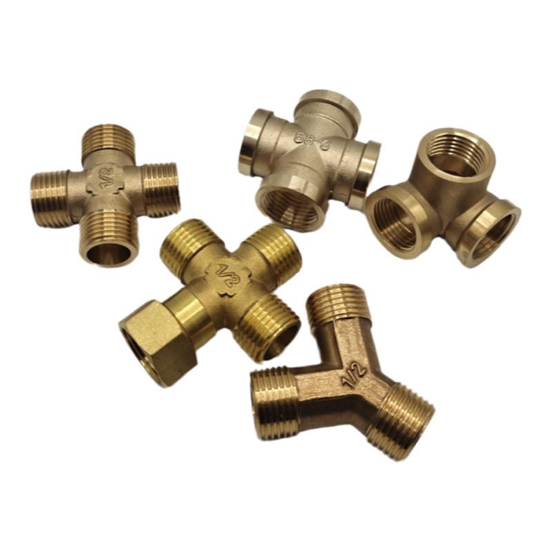 纯铜加厚内丝外丝四通 Y型墙角内丝三通 4分水管接头铜配件 DN15