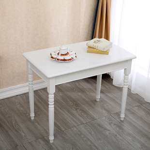 地中海简约后现代实木腿餐桌美式象牙白餐桌田园欧式客厅餐桌法式