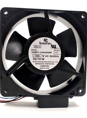 育良USMD1-UHS4506W 100V 12038 金属铁叶耐高温带传感器风机风扇
