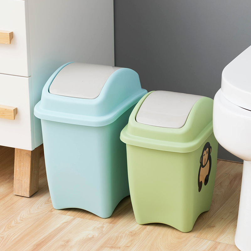 摇盖垃圾桶带盖卫生间垃圾桶摇盖式有盖厕所家用翻盖垃圾桶客厅用