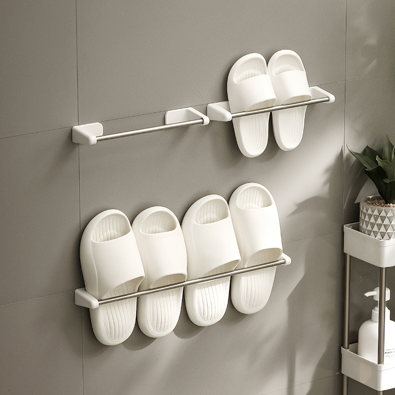 不锈钢拖鞋架免打孔白色简约浴室鞋架卫生间收纳神器置物架毛巾架
